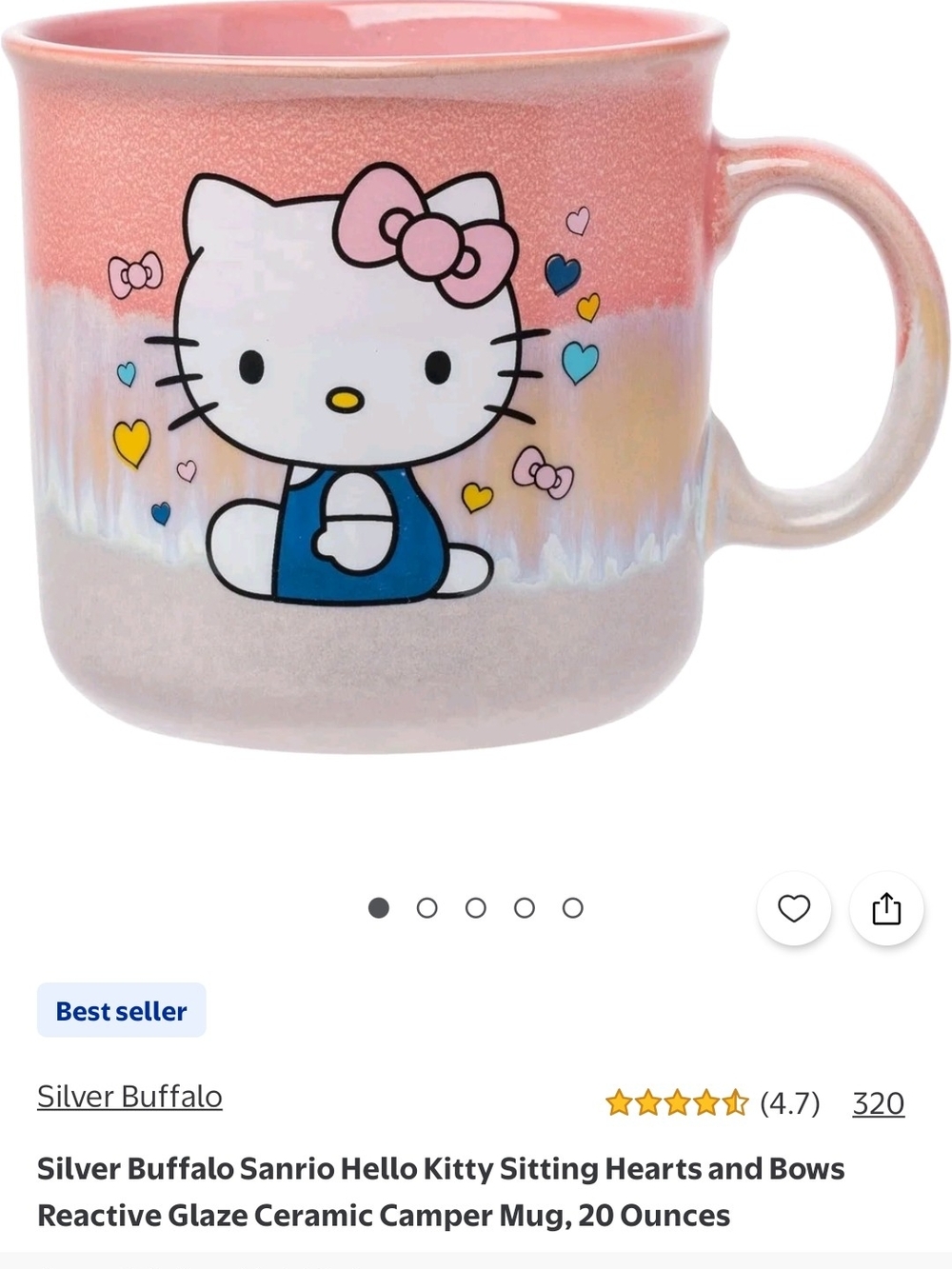 Sanrio Hello Kitty Pink Reactive Glaze Ceramic Mug
